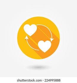 Sharing love vector icon. Flat design style with long shadow