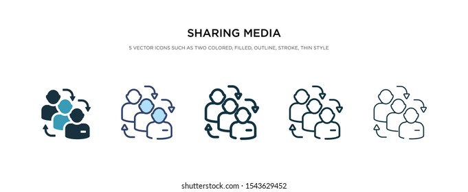 sharing media icon in different style vector illustration. two colored and black sharing media vector icons designed in filled, outline, line and stroke style can be used for web, mobile, ui