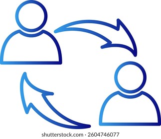 Sharing meeting icon with blue gradient outline style. white, save, icons, black, group, outline, online. Vector Illustration