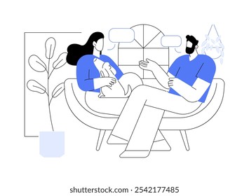 Sharing news isolated cartoon vector illustrations. Smiling couple discussing news, talking and having fun, share impressions, people lifestyle, home routine together vector cartoon.