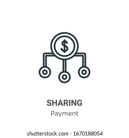 Sharing outline vector icon. Thin line black sharing icon, flat vector simple element illustration from editable payment concept isolated stroke on white background