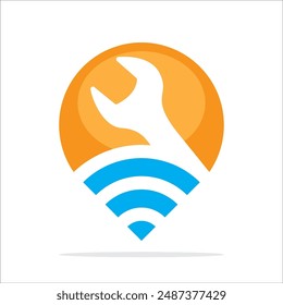Sharing point concept illustration icon that finds and manages repair location information.