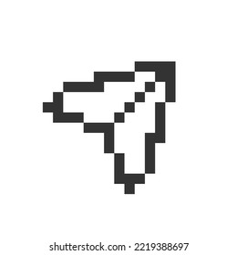 Compartir un icono de ui pixelado. Plano de papel. Botón para medios sociales. Enviando mensaje. Elemento gráfico editable de 8 bits. Esquema de imagen de interfaz de usuario vectorial aislada para web, aplicación móvil. Estilo retro