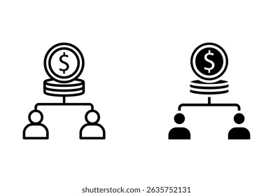 sharing profit outline icon. income line and glyph illustration. On white background