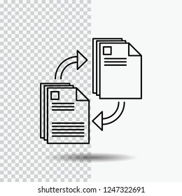 sharing, share, file, document, copying Line Icon on Transparent Background. Black Icon Vector Illustration