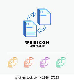 sharing, share, file, document, copying 5 Color Line Web Icon Template isolated on white. Vector illustration
