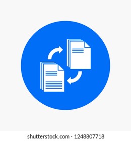 sharing, share, file, document, copying White Glyph Icon in Circle. Vector Button illustration