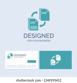 sharing, share, file, document, copying Business Logo Glyph Icon Symbol for your business. Turquoise Business Cards with Brand logo template.