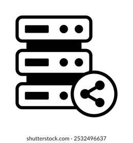 Sharing sign with data server showing concept icon of data sharing