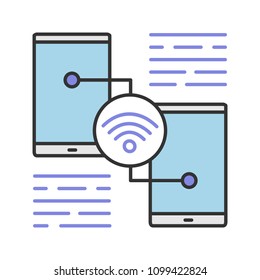 Sharing smartphone wifi color icon. Internet connection. Isolated vector illustration