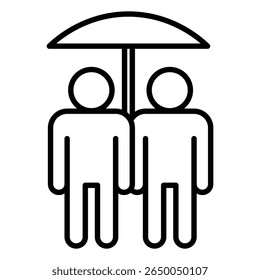 sharing umbrella icon flat thin outline art logo