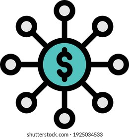 icono de línea de color de vector compartido