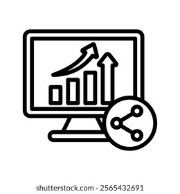 Sharing Vector Lineal Icon On White Background.