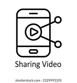 Compartir ilustración de diseño de iconos de esquema del vector de vídeo. Símbolo de streaming en línea sobre archivo EPS 10 de fondo blanco