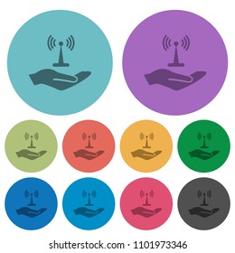 Sharing wireless network darker flat icons on color round background