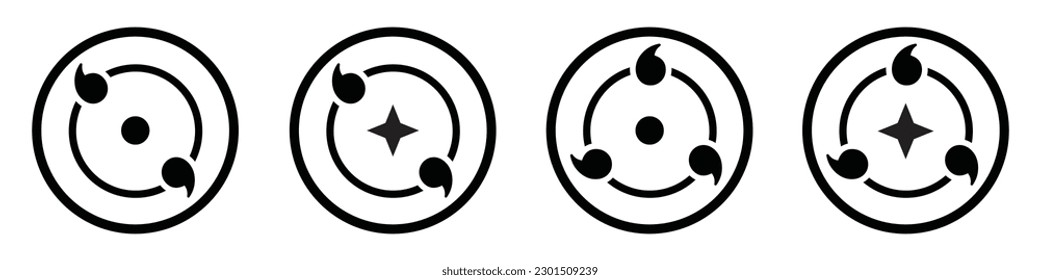 Sharingan eyes set icon, vector illustration