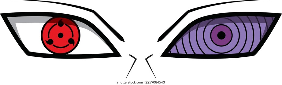 Sharingan and rinnegan eyes icon, vector illustration