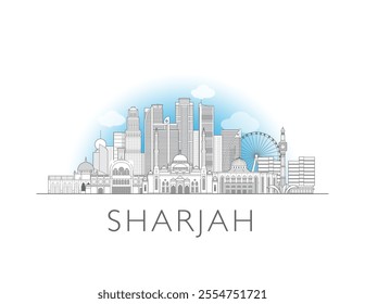 Sharjah skyline cityscape vector illustration