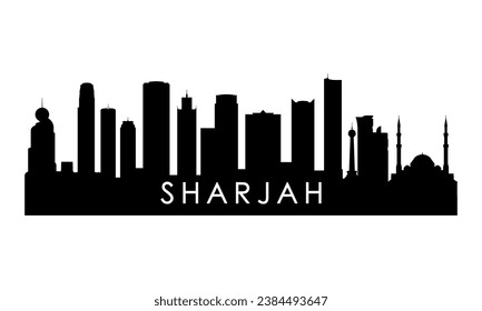 Sharjah skyline silhouette. Black Sharjah city design isolated on white background. 