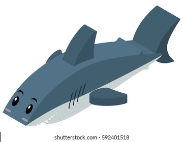 Tiburón en ilustración de diseño 3D