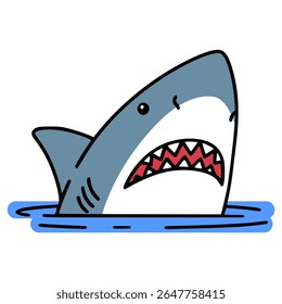 shark above the water flat color vector illustration template design