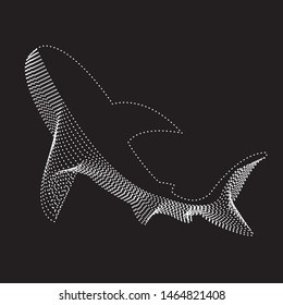 Shark. Abstract Geometric Circle dot pixel pattern Stingray shape, aquatic and marine life concept design