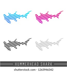 shark abstract stripe silhouette. Animal design illustration silhouette