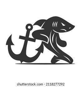 Shark and Anchor heraldic Icon Illustration Brand Identity