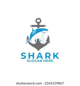 Shark Anchor Logo Design Template Vectors