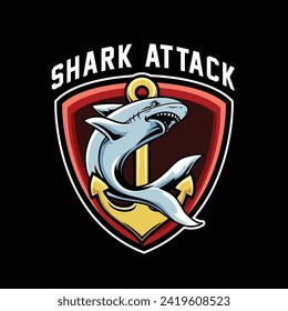 Shark with anchor mascot illustration