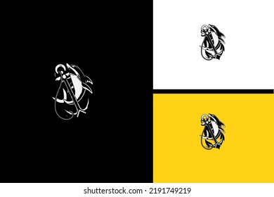 Shark Anchor Vector Illustration Black White Stock Vector (Royalty Free ...