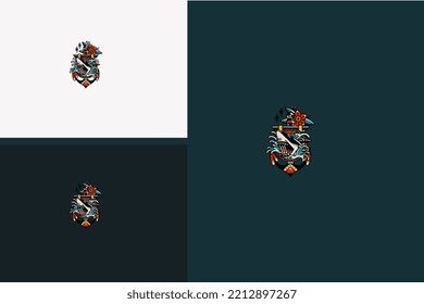 shark and anchor vector illustration tattoo design