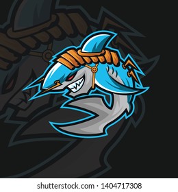 Shark android in a powerful strong e sports style logo