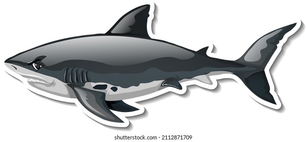 Shark animal cartoon sticker illustration