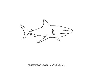 Shark animal continuous one line drawing minimalism design