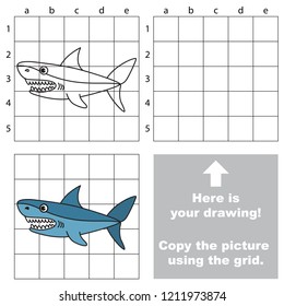 Shark animal, the educational game with simple game level. Copy the picture.