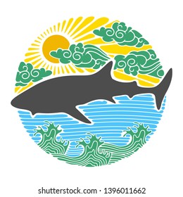 Shark animal illustration, tee shirt graphics - Vector