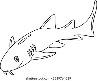 Shark Animal Isolated Coloring Page for Kids 