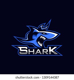 A shark animal symbol with an esport logo, mascot or character