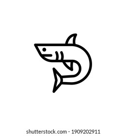 icono de la línea de vector de tiburón