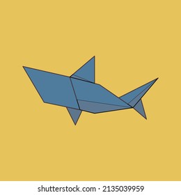Shark animals origami flat design. illustration set. Cartoon of folding paper collection. Vector illustration.