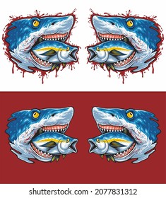 SHARK ANIMATION WITH TUNA VECTOR