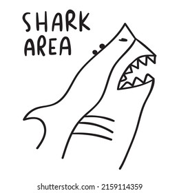 Shark area. Aggressive shark. Vector illustration on white background.