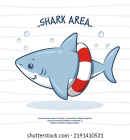 Shark Area Cute Cartoon Illustration 