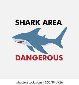 Shark area poster. Attack sharks, ocean diving and sea surf warning. vector illustration in eps10