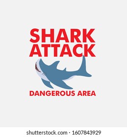 Shark area poster. Attack sharks, ocean diving and sea surf warning. vector illustration in eps10