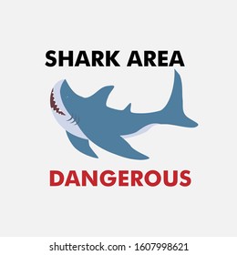Shark area poster. Attack sharks, ocean diving and sea surf warning. vector illustration in eps10