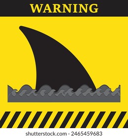 Shark area warning sign on yellow background