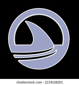 El logotipo de edición de iconos del área de los tiburones con una plantilla de diseño simple en color negro y gris para la etiqueta de iconos