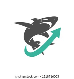 Shark Arrow Up logo design vector isolated illustration template